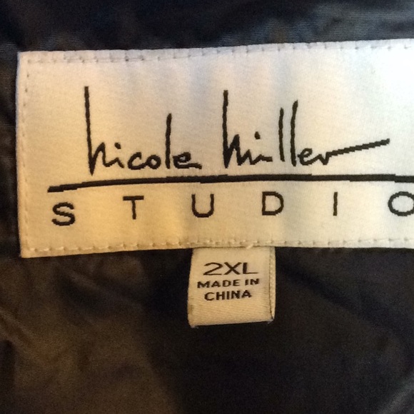 FINAL SALE PRICE Nicole Miller Detailed Blk Hooded Puffer Coat 2XL - Picture 2 of 8